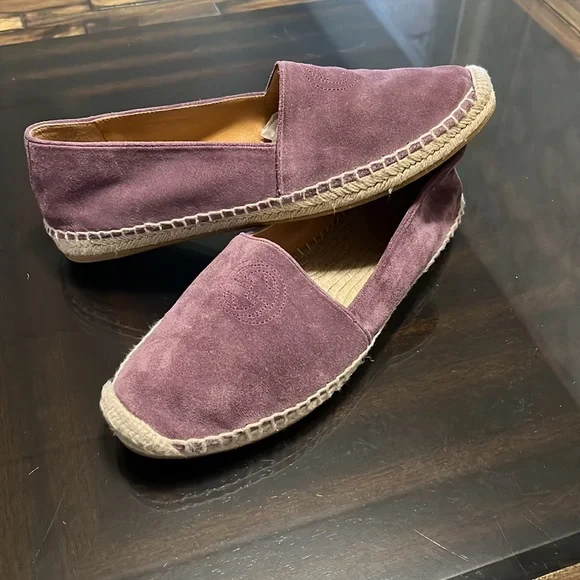 GUCCI Purple Leather Suede Espadrilles Flat Loafers Women’s Size 38.5